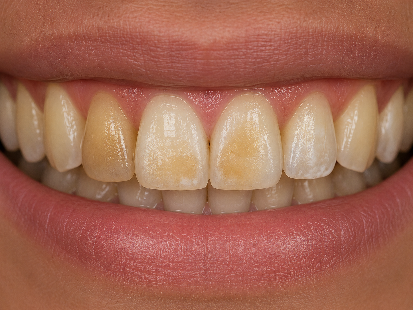 Example visual for uneven tooth discoloration